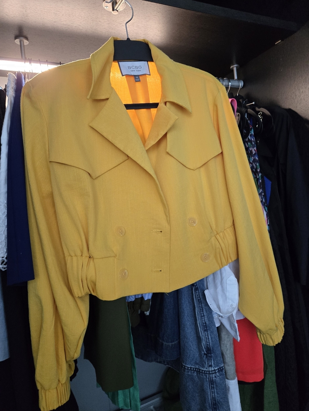 BCBG Bright Yellow Cropped Jacket